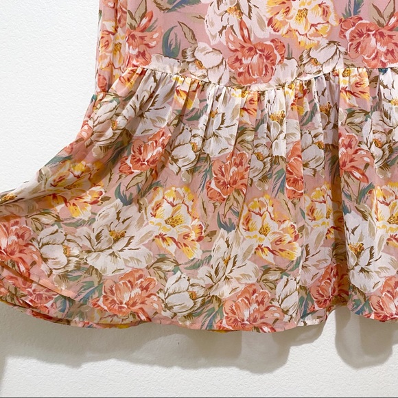 WAYF Valerie Blouson Midi Dress In Coral Floral | Size S - Picture 11 of 11